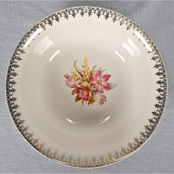 Vintage Lilly Bell by Good Housekeeping Dinnerware Serving Bowl 22 KT Gold Trim - Picture 3 of 5